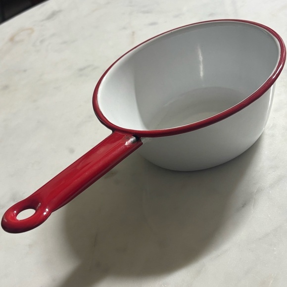 Vintage red and white enamelware pot, excellent condition - Picture 2 of 8